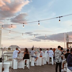 rooftop bar at sunset