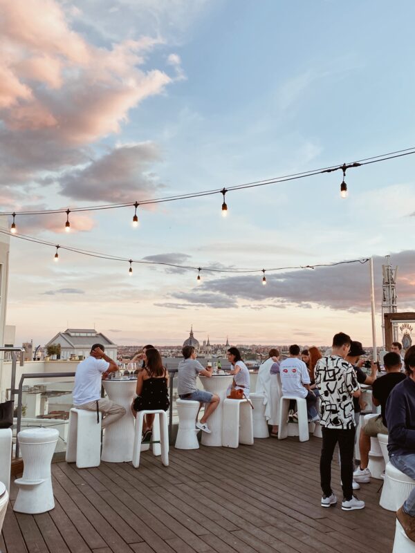 rooftop bar at sunset